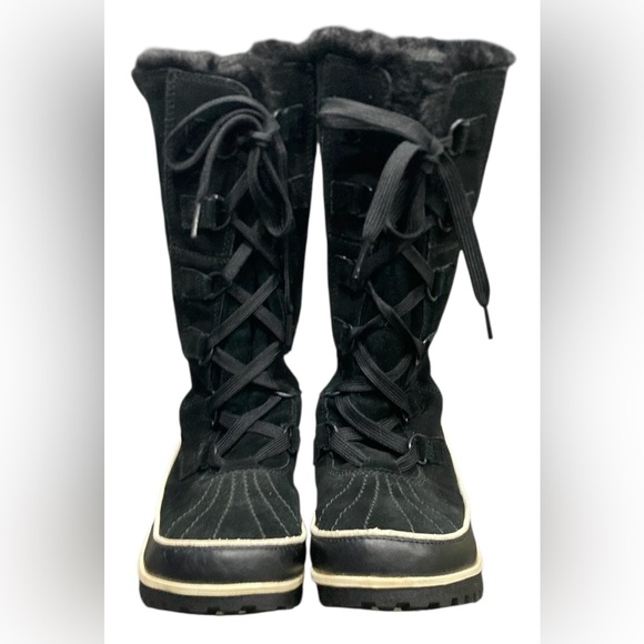 Sorel Joan of Arctic Tall Black Suede Waterproof Winter Snow Boots Womens Size 8 - Picture 2 of 10